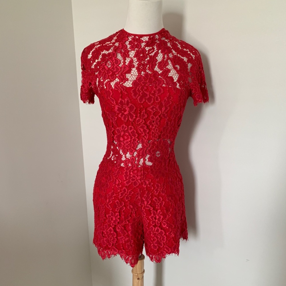 Alexis Red Lace Romper